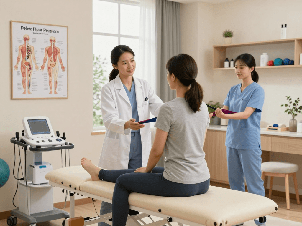 Pelvic Floor Program consultation in a modern wellness clinic, showcasing patient education and support.