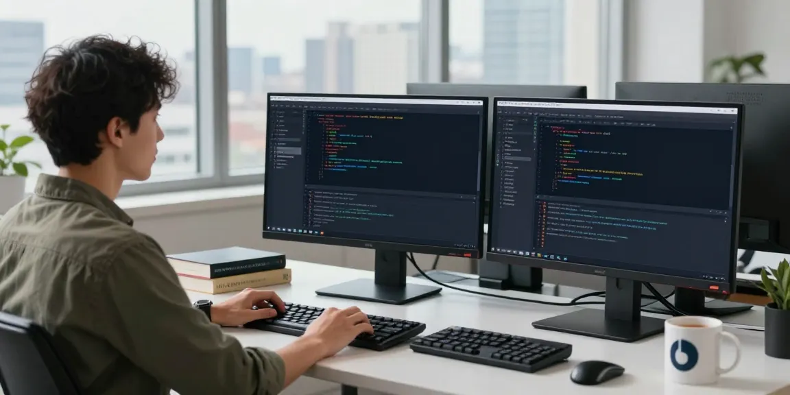 Developer optimizing instant indexing tools in a modern workspace
