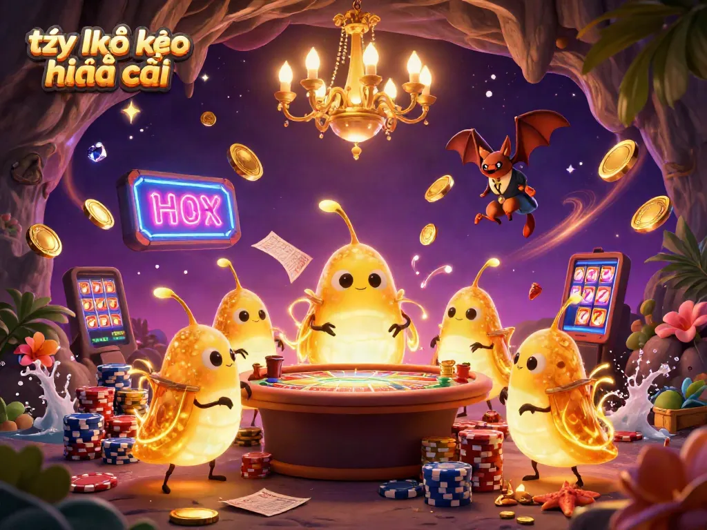 Experience thrilling gaming with tỷ lệ kèo nhà cái illuminating a vibrant cave casino ambiance with glowworms.