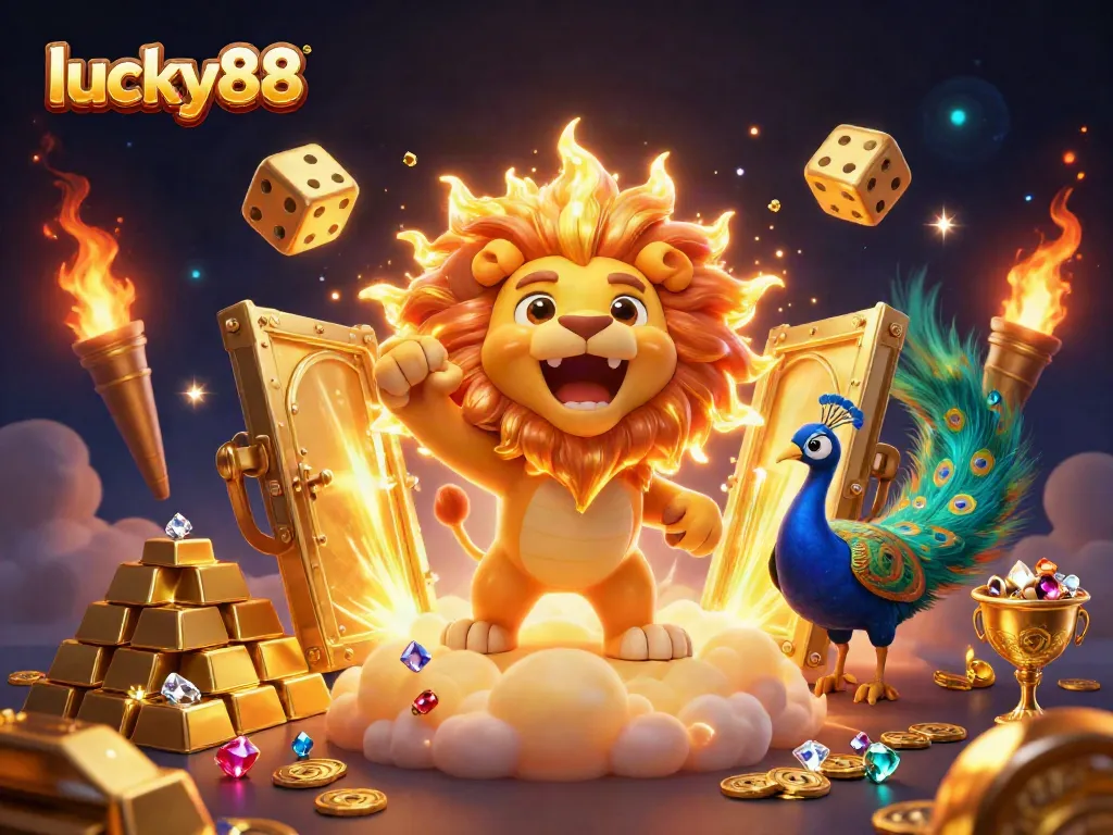 Experience thrilling wins at lucky88 with vibrant 3D digital casino elements celebrating fortune and success.