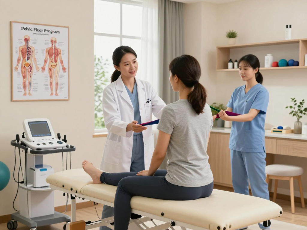 Pelvic Floor Program consultation in a modern wellness clinic, showcasing patient education and support.