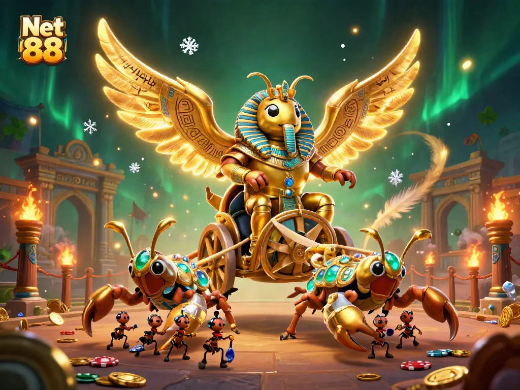 Increase your bets with Net 88's thrilling 3D golden scarab and interactive gaming elements.