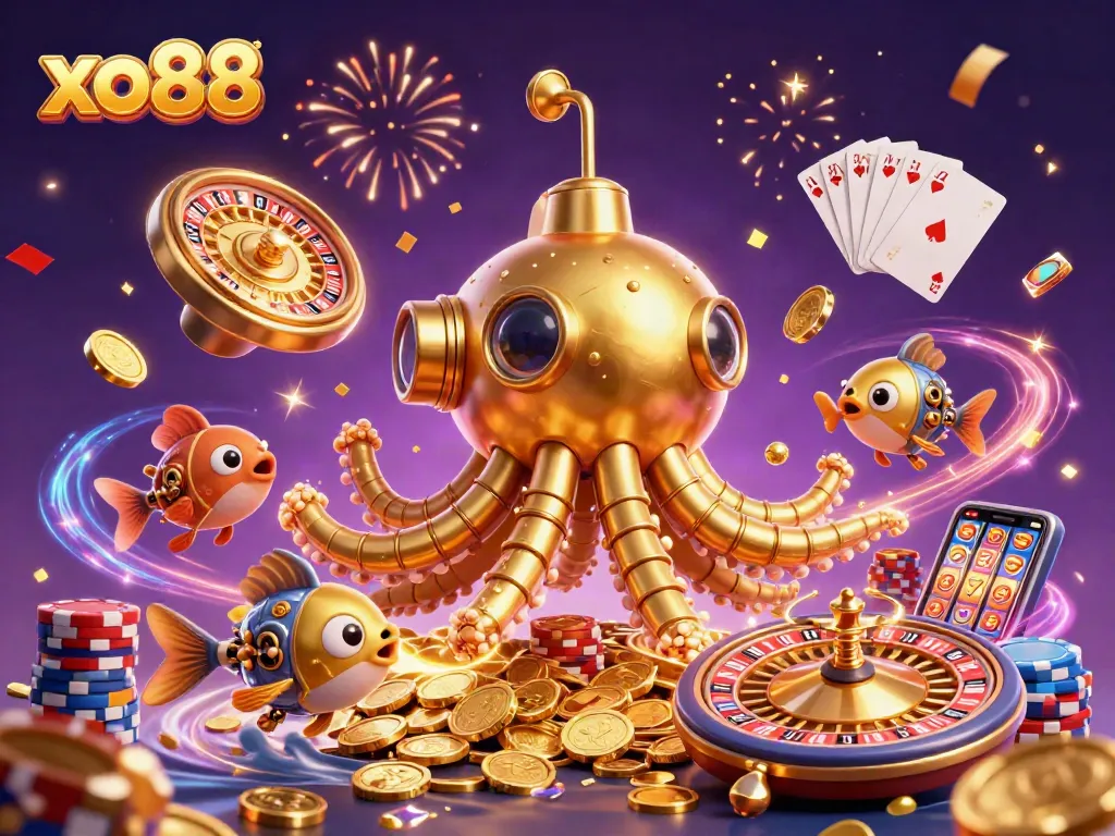 Engage in high-stakes gaming at xo88 with golden kraken and winning gems.